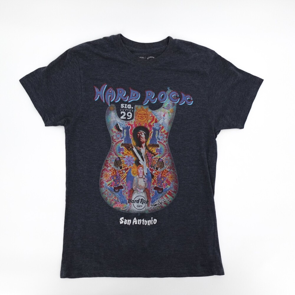 Jimi Hendrix Hard Rock Cafe Shirt Womens Medium Blue San Antonio Guitar Rock